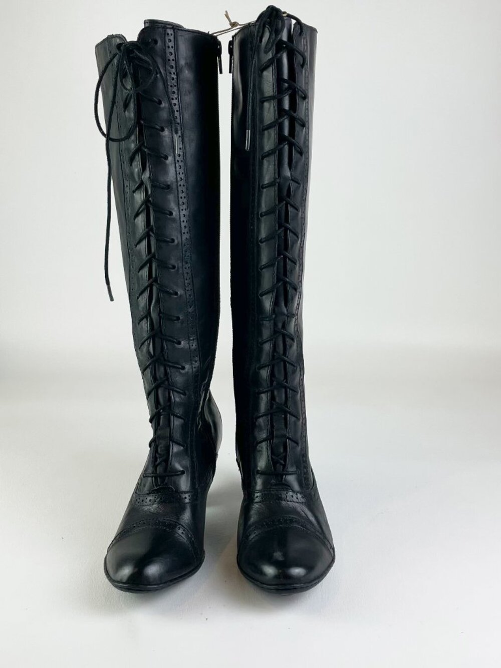 Born Crown "Emersyn" Victorian Lace-Up Leather Boots Black
